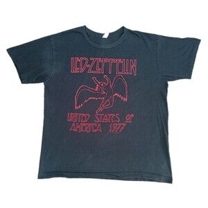 VTG Led Zeppelin United States of America 1977 Black Graphic T-Shirt Women's L